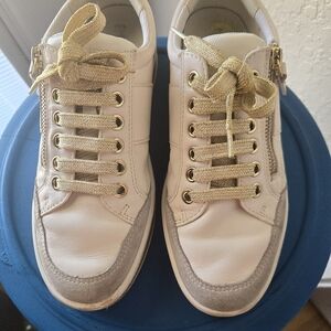 Geox White and Gold Sneakers